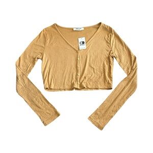 Double Zero Mustard Long Sleeve Crop Top